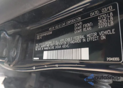 2013 Volvo S60 T5 из США, поврежденный, VIN YV1612FH6D1228398